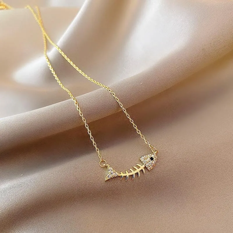 Crystal Fishbone Charm