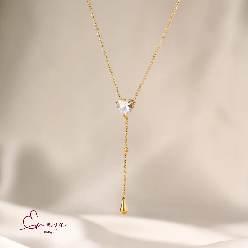Crystal Heart Drop Necklace