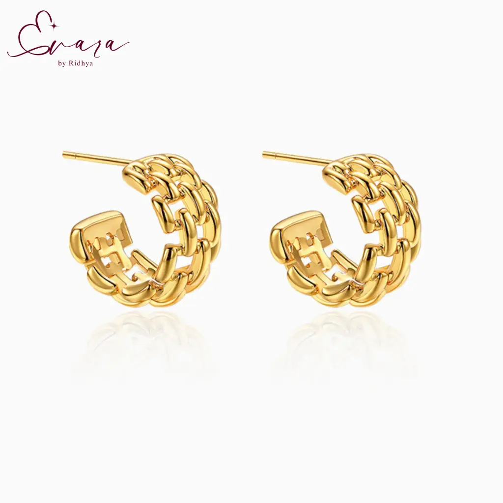 Golden Grid Earrings