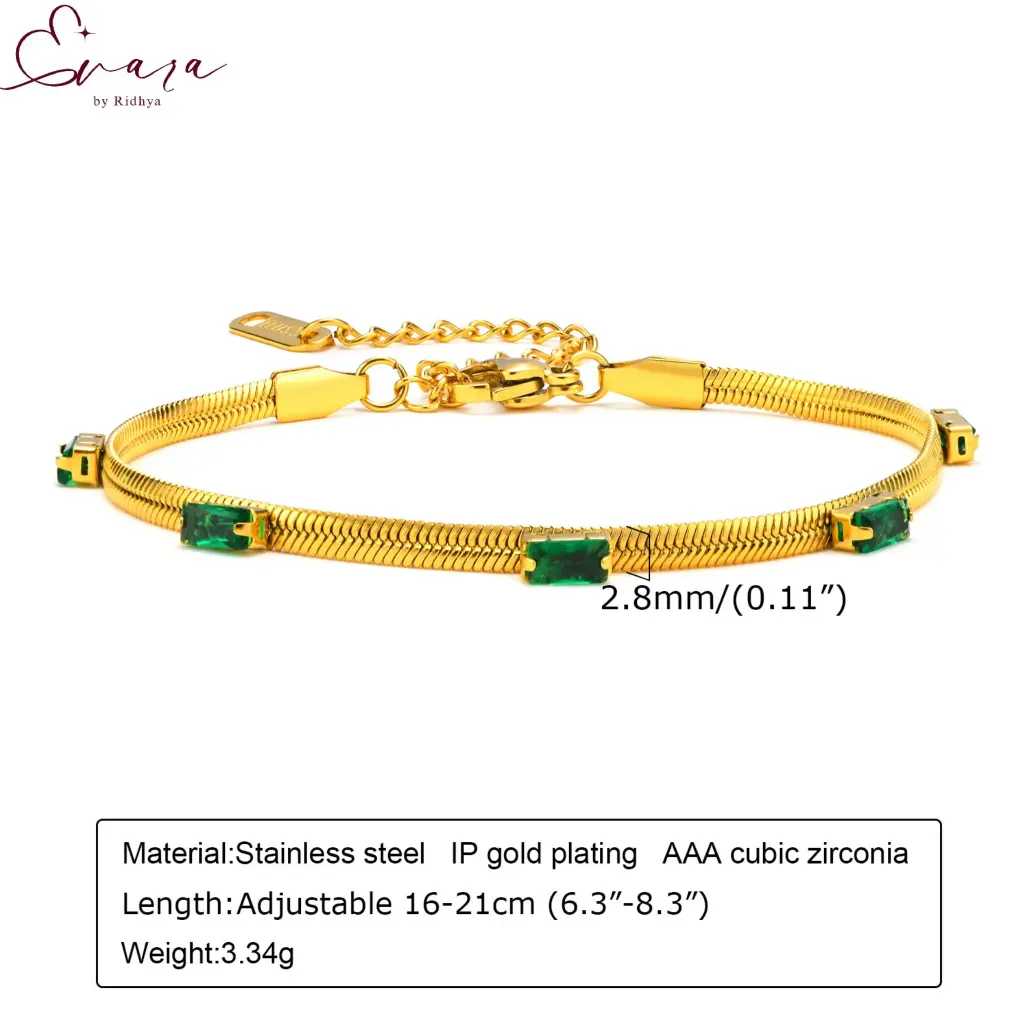 GreenGlow Snake Chain Bracelet
