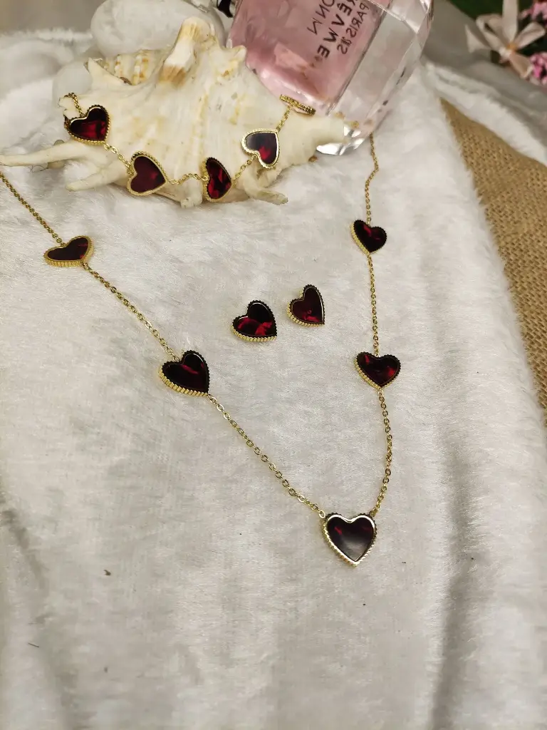 Scarlet Charm Necklace & Studs