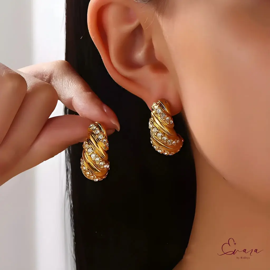 Twisted Sparkle Hoops Earrings