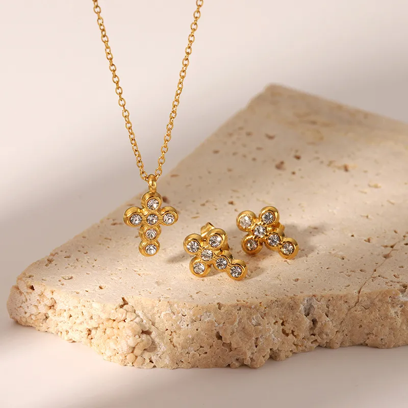 Grace Cross Necklace With Earrings