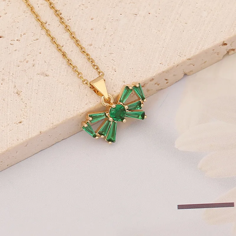Emerald Green Bow Necklace