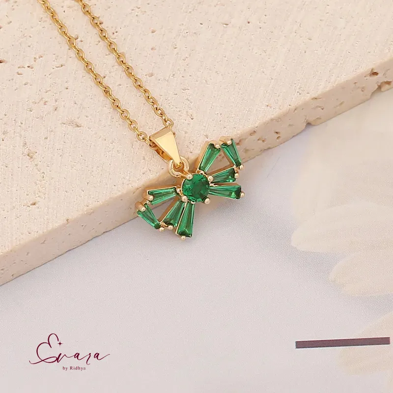 Emerald Green Bow Necklace