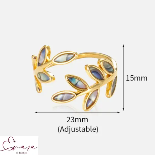 Golden Leaf Tide Ring – Abalone Shell Inlay