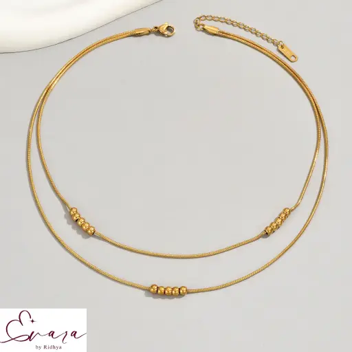 Golden Layers Beaded Necklace