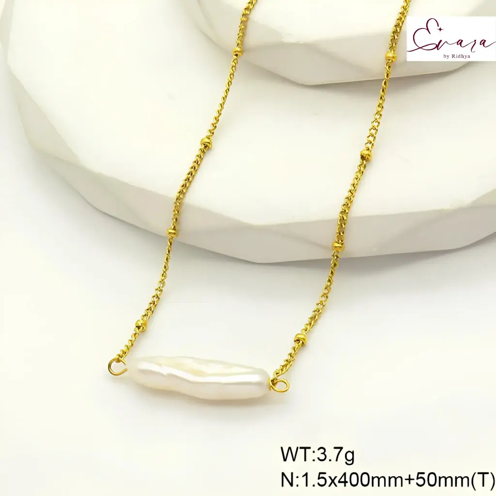 Golden Pearl Link Necklace